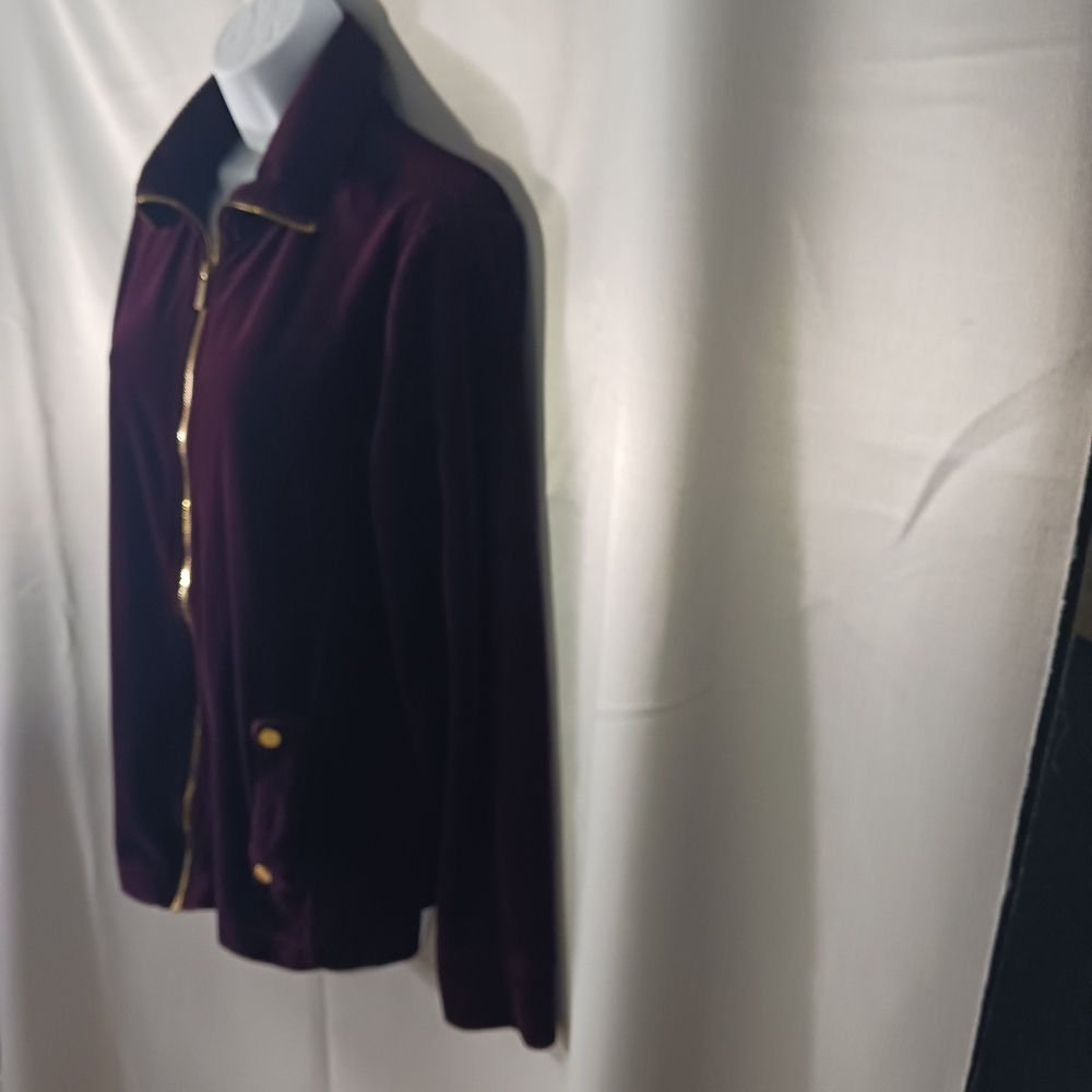 Jones New York Rich Violet Soft Jacket with Gold Zipper/Buttons & Pockets Sz XL - Picture 3 of 14